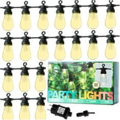 ProGarden Světelný řetěz LED PARTY LIGHTS Zahradní girlanda - 20 žárovek LED, 12,5 m