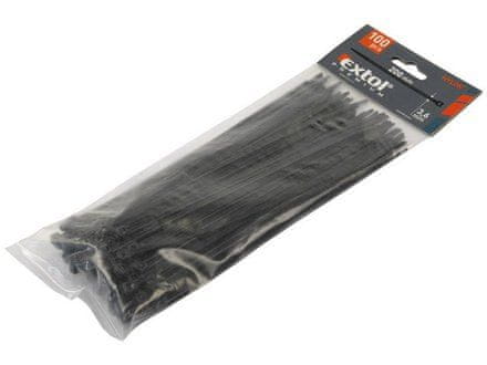 Extol Premium Pásky na vodiče (8856158) čierne, 3,6x280mm, 100ks, Ø70mm, 18kg, nylon PA66