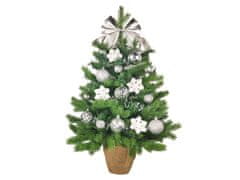 LAALU Zdobený umelý vianočný stromček NIGHT WHITE 75 cm V KVETINÁČI