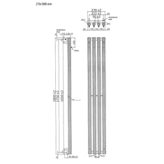 SAPHO , PILON vykurovacie teleso 270x1800 mm, so 4 háčikmi, čierna matná, IZ122