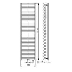 AQUALINE Aqualine, TONDI vykurovacie teleso 600x1690 mm, stredové pripojenie, biela, DT490T