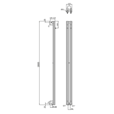 SAPHO Sapho, PILON vykurovacie teleso 122x1800 mm, so 2 háčikmi, chróm, IZ123