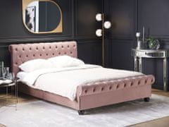 Beliani Zamatová vodná posteľ 180 x 200 cm ružová AVALLON
