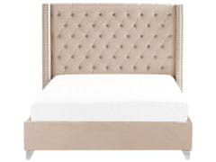 Beliani Zamatová posteľ 160 x 200 cm béžová LUBBON