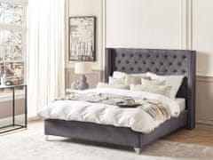 Beliani Zamatová posteľ 160 x 200 cm sivá LUBBON