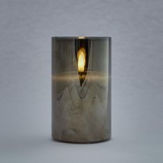 DecoLED LED sviečka v skle, 7,5 x 10 cm, sivá