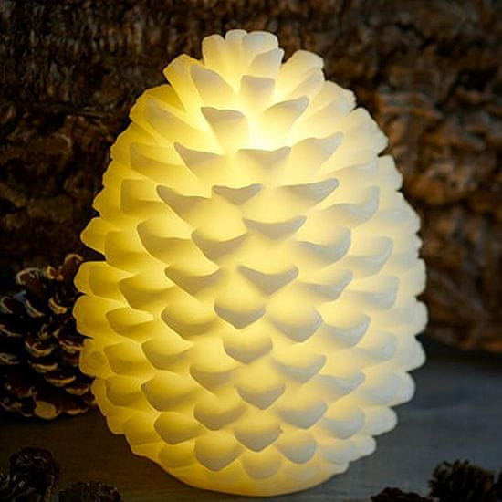 DecoLED LED sviečka, vosková, šiška, 14 x 18,5 cm, biela