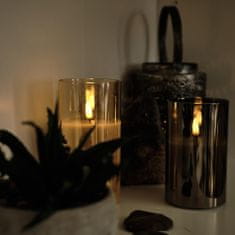 DecoLED LED sviečka v skle, 7,5 x 10 cm, zlatá