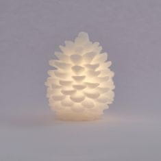 DecoLED LED sviečka, vosková, šiška, 14 x 18,5 cm, biela