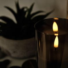 DecoLED LED sviečka v skle, 7,5 x 10 cm, sivá