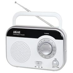 Akai Prenosné rádio , PR003A-410 White, AM/FM, 1 W RMS