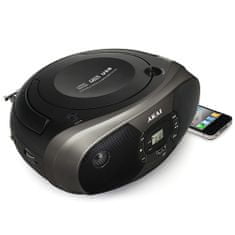 Akai Prenosný CD prehrávač , BM004A-614, BT, AM/FM rádio, LCD, USB, 2x1 W RMS