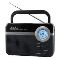 Akai Prenosné rádio , PR006A-471U, FM tuner s PLL, LCD displej, AUX-IN, RMS výkon 0,8 W