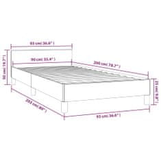 Vidaxl Posteľný rám s čelom sivý 90x200 cm umelá koža