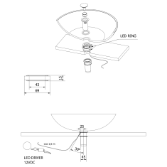 SAPHO , LEDRING osvetlenie pod sklenené umývadlo 12V, 1,2W, 5000-5500K, WP94051LED