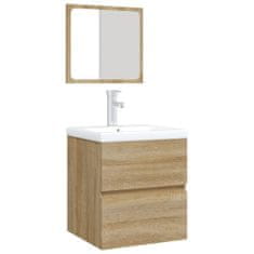 Vidaxl Kúpeľňová skrinka s umývadlom a zrkadlom dub sonoma