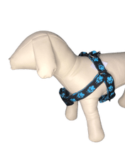 Palkar Motýlik postroj pre psov 50 cm - 66 cm veľ. 3 čierno-svetlo-modrá s labkami