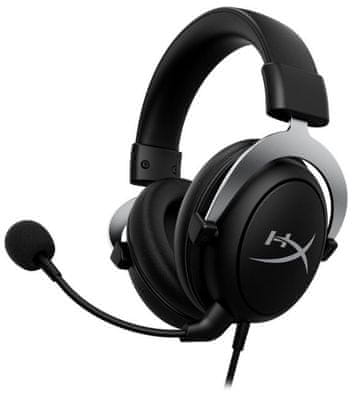 profesionálne herné slúchadlá HyperX CloudX čierna strieborná (4P5H8AA) integrované mikrofóny drôtová PC konzola telefón hudba hry virtuálny priestorový zvuk stereo audio