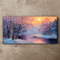 COLORAY.SK Obraz canvas Zimné rieka stromy slnko 140x70 cm