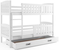 eoshop Detská poschodová posteľ Kubus - 2 osoby, 90x200 s úložným priestorom - Biela, Biela