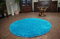 Dywany Lusczów Okrúhly koberec SHAGGY HIZA 5cm tyrkysový, velikost kruh 120
