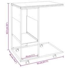 Vidaxl Príručný stolík s kolieskami čierny 55x36x63,5cm spracov. drevo