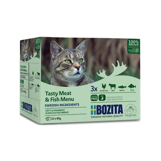 Bozita Cat kúsky mäsa a rýb v želé, vrecko (12 pack)