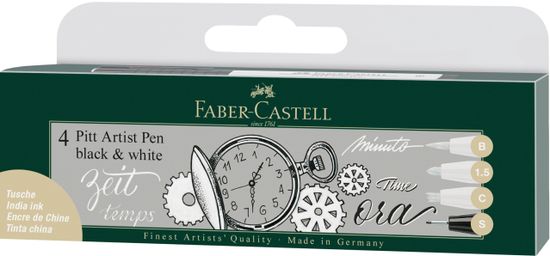 Faber-Castell PITT umelecké popisovače 4 čierna&biela set