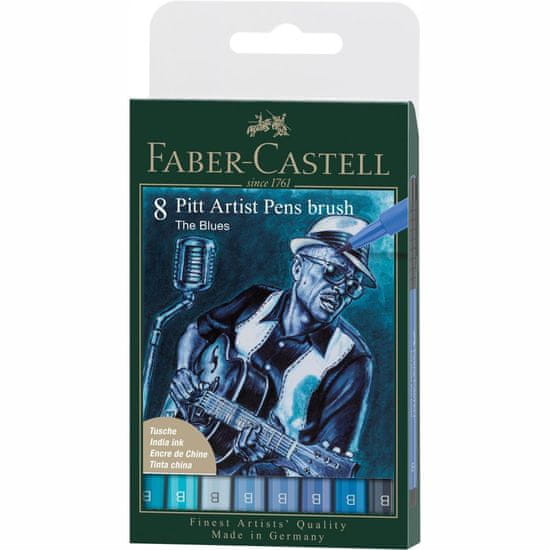 Faber-Castell PITT umelecké popisovače 8 odtieňov modrej set