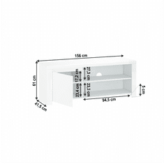 KONDELA TV stolík 1D / 160, fehér fényű, LINDY