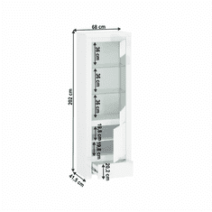 KONDELA Vitrína 1D1W1S, fehér fényű, LINDY