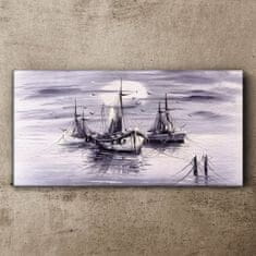 COLORAY.SK Obraz canvas Nočné mesiac morské lode 100x50 cm