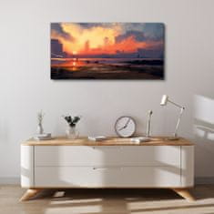 COLORAY.SK Obraz na plátne Abstrakcie hmly Západ slnka 100x50 cm
