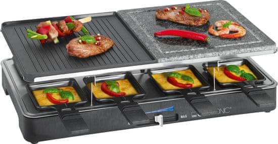 Clatronic RG 3518 raclette gril, kameň, zapálený