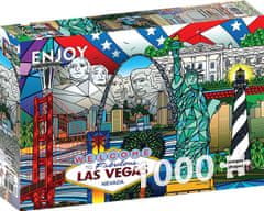 ENJOY Puzzle Koláž amerických pamiatok 1000 dielikov