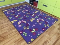 eoshop Detský koberec Motýlik 5291 fialový (Variant: 1 m2 Motýlik 5291 fialový S OBŠITÍM)