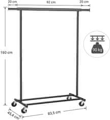 Songmics Stojan na šaty pojazdný čierny 90 Kg