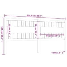 Vidaxl Čelo postele biele 205,5x4x100 cm masívna borovica