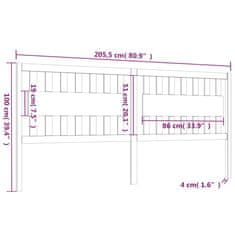 Vidaxl Čelo postele 205,5x4x100 cm masívna borovica