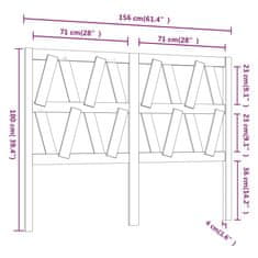 Vidaxl Čelo postele sivé 156x4x100 cm masívna borovica