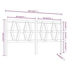 Vidaxl Čelo postele biele 206x4x100 cm masívna borovica