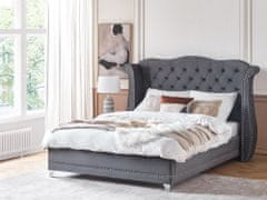 Beliani Zamatová posteľ 180 x 200 cm sivá AYETTE