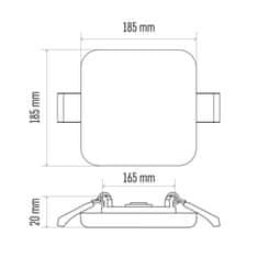 EMOS EMOS Lighting LED panel 185 × 185, štvorcový zabudovateľný biely, 18W neut.b., IP65 1540212220