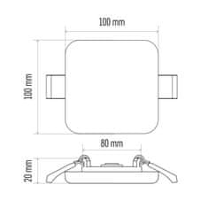 EMOS EMOS Lighting LED panel 100 × 100, štvorcový zabudovateľný biely, 8W neutr.b., IP65 1540210820