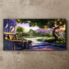 COLORAY.SK Obraz canvas Stromy kvety kopec slnko 100x50 cm
