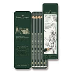 Faber-Castell Grafitová ceruzka Castell 9000 Jumbo 5 ks, plechová krabička