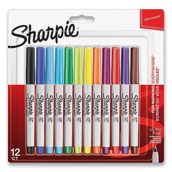 Sharpie Permanentný popisovač Ultra Fine sada 12 farieb