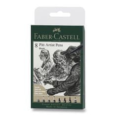 Faber-Castell Popisovač Pitt Artist Pen sada 8 ks, rôzne hroty, čierny