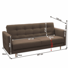 KONDELA Celočalúnená 3-sed, látka čokoládová, AMEDIA