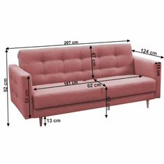 KONDELA Celočalúnená 3-sed, látka staroružová, AMEDIA